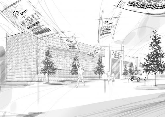 storyboard example created in pencil sketches of architectural/experiential