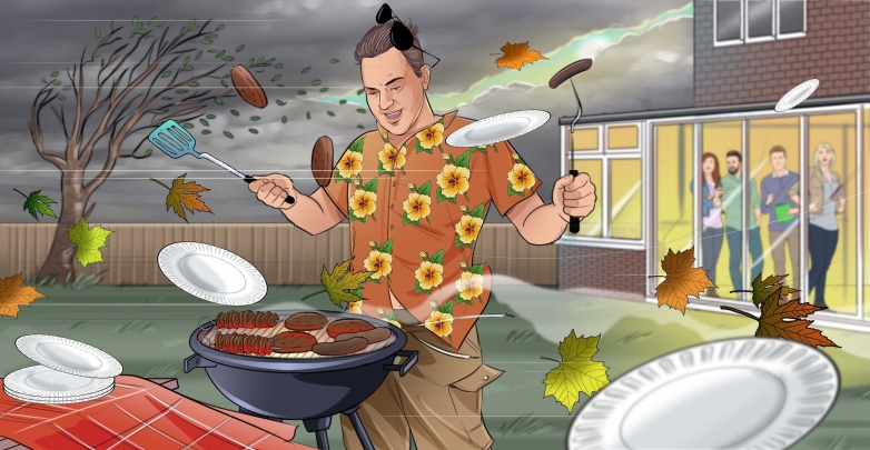 bbq storyboard example created in loose color of food and drink