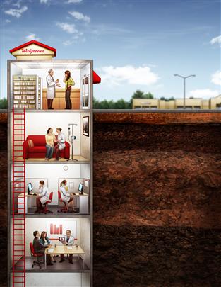 storyboard example created in tight colour of architectural/experiential