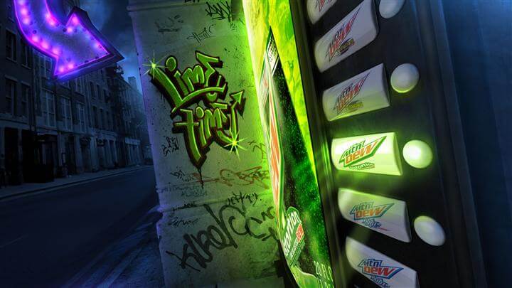 mountain dew storyboard example created in tight colour of cinematic illustrations
