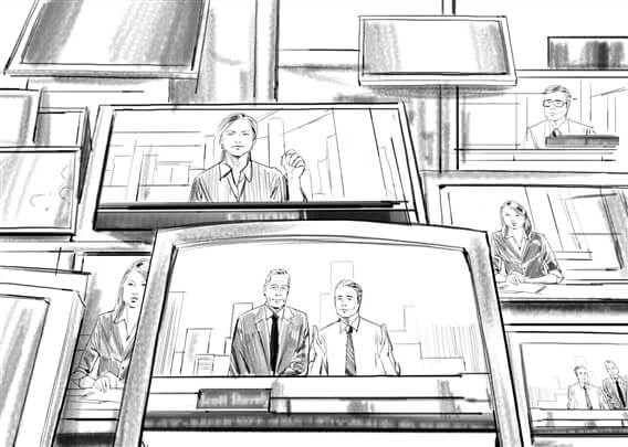 storyboard example created in pencil sketches of products