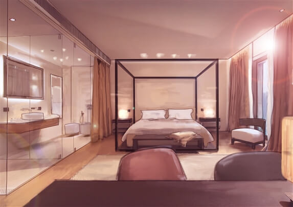 storyboard example created in loose color of architectural/experiential