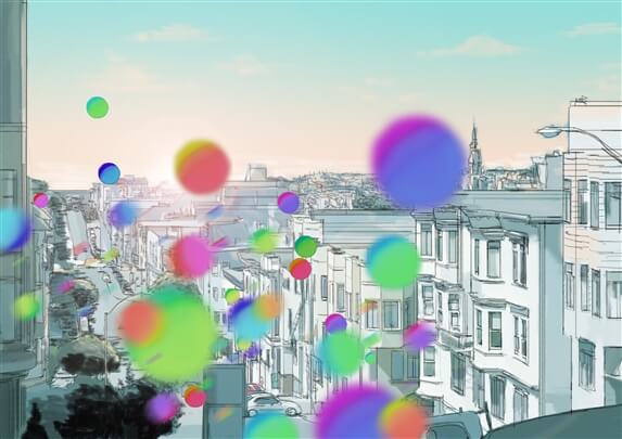 storyboard example created in spot colour of architectural/experiential