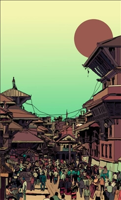 storyboard example created in tight colour of architectural/experiential