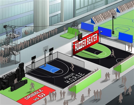 storyboard example created in hand lettering of architectural/experiential