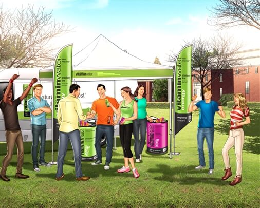 storyboard example created in loose color of architectural/experiential