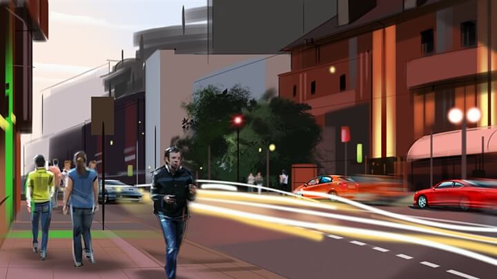 storyboard example created in tight colour of architectural/experiential