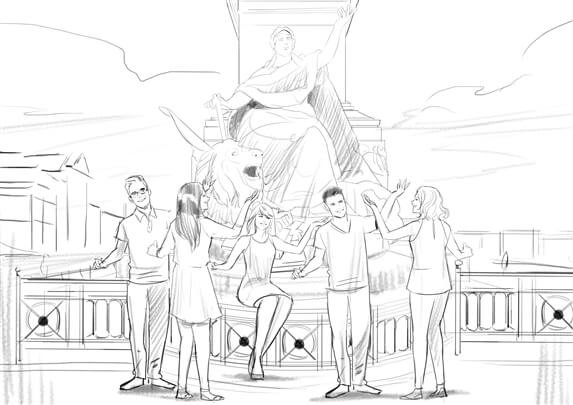 Interactive Art Services storyboard example created in Pencil Sketches of Experiential Event Design
