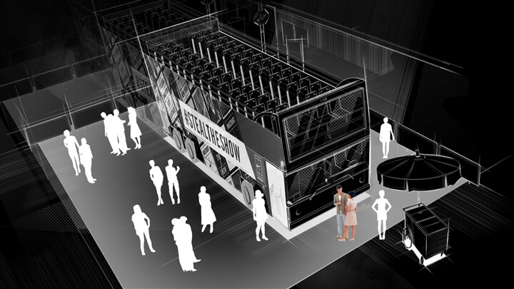 Interactive Art Services storyboard example created in Tight Pencil Sketches of Experiential Event Design