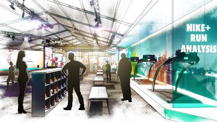 interactive art services storyboard example created in loose color of architectural/experiential