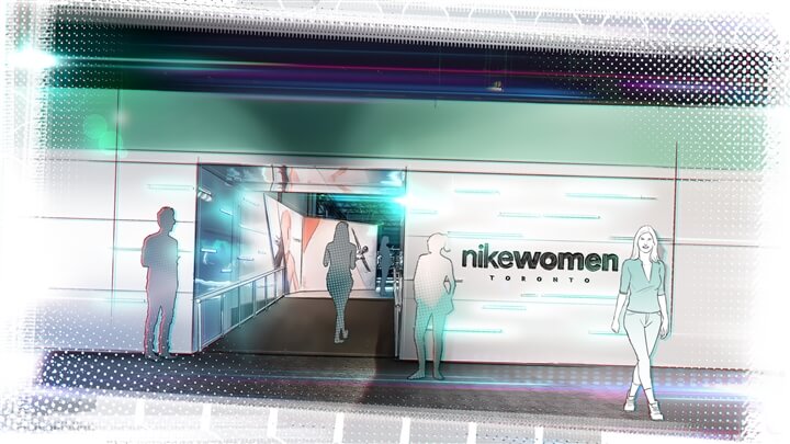 interactive art services storyboard example created in loose color of architectural/experiential