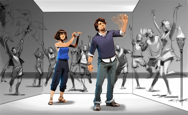 Interactive Art Services storyboard example created in Spot Color of Experiential Event Design