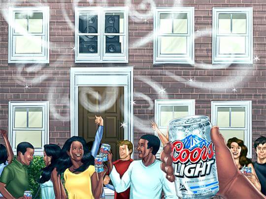 storyboard example created in loose color of architectural/experiential