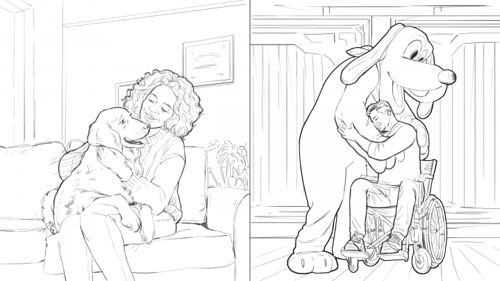 storyboard example created in Tight Pencil Sketches of Animal Illustrations