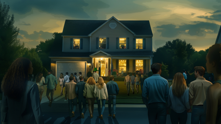 storyboard example created in AI Generated of Crowd Illustrations