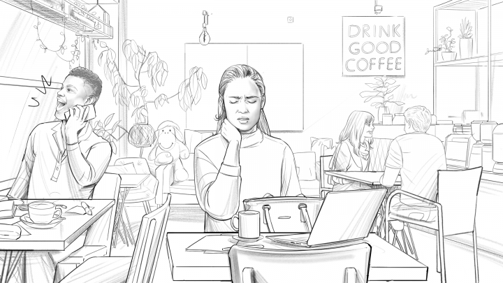 storyboard example created in Tight Pencil Sketches of Crowd Illustrations