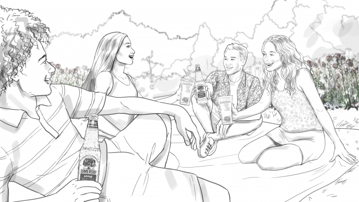storyboard example created in Tight Pencil Sketches of Crowd Illustrations