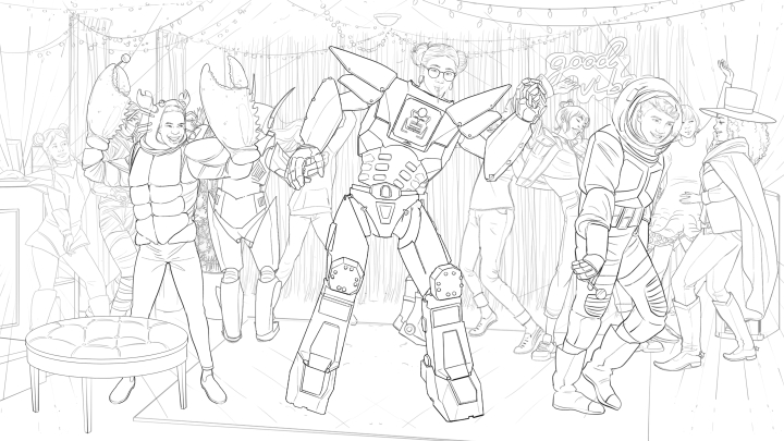 storyboard example created in  of Crowd Illustrations