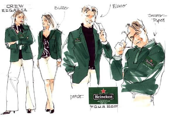storyboard example created in loose color of fashion illustration