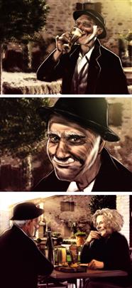 storyboard example created in tight colour of cinematic illustrations