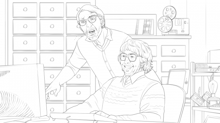 storyboard example created in Tight Pencil Sketches of Men Illustrations