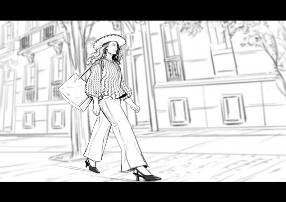 storyboard example created in Tight Pencil Sketches of Fashion Illustrations