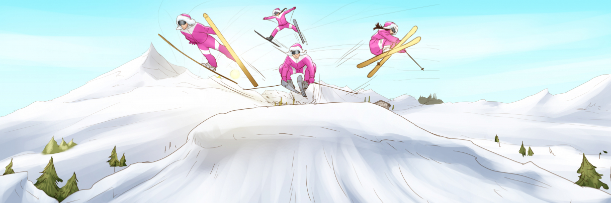 Publicis Ireland storyboard example created in Loose Color Illustrations of ski slopes snow