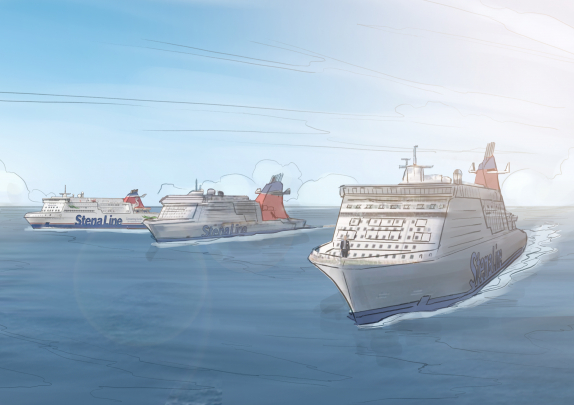 Publicis Ireland storyboard example created in Loose Color Illustrations of boats sea
