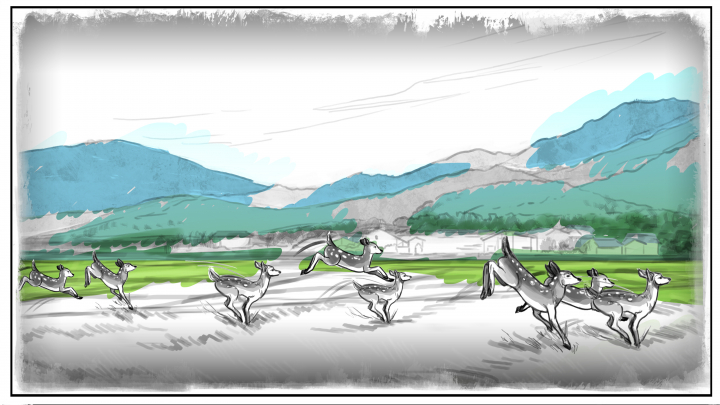 Greenpeace storyboard example created in Spot Color of Landscape Illustrations
