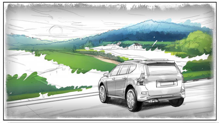 Greenpeace storyboard example created in Spot Color of Automotive Illustrations