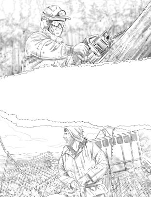 storyboard example created in  of Men Illustrations