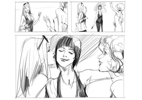 storyboard example created in Pencil Sketches of Women Illustrations