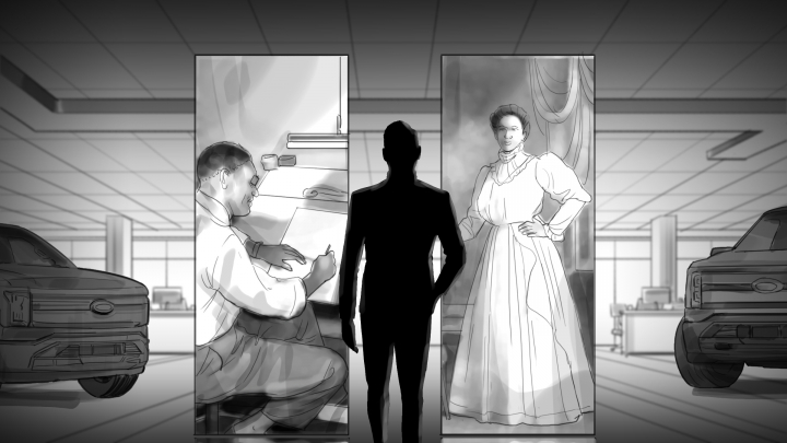 storyboard example created in Pencil Sketches of 