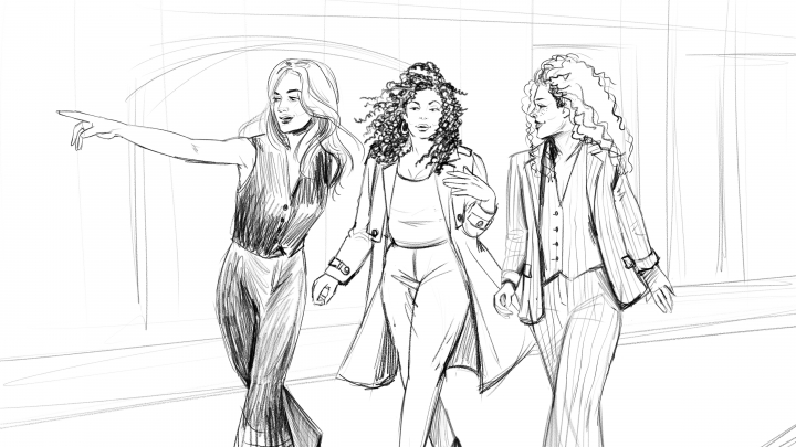 storyboard example created in Pencil Sketches of Women Illustrations