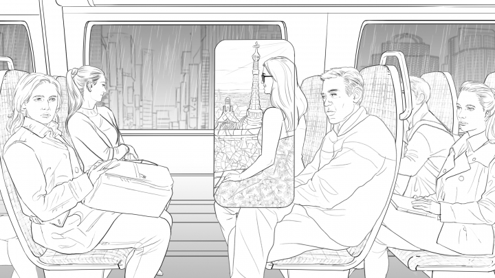 storyboard example created in Pencil Sketches of Crowd Illustrations