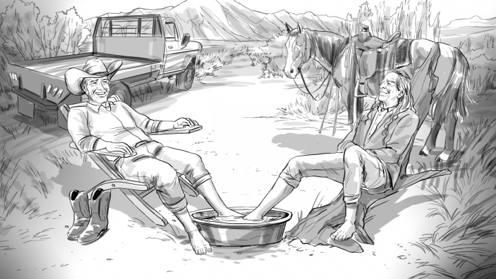 storyboard example created in Pencil Sketches of Men Illustrations