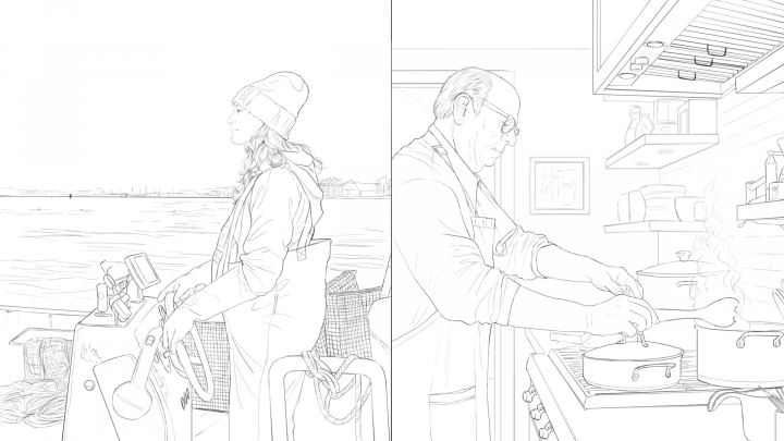 storyboard example created in Pencil Sketches of 