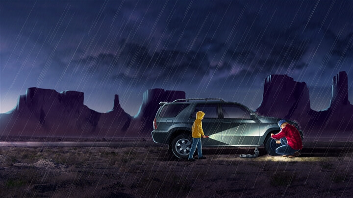 storyboard example created in tight colour of cinematic illustrations