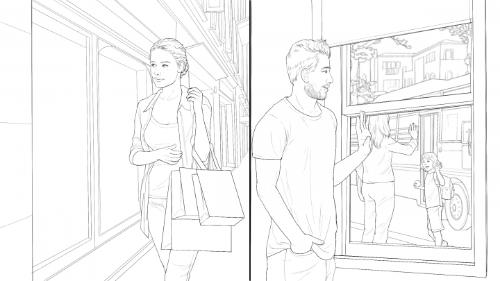 storyboard example created in Tight Pencil Sketches of 