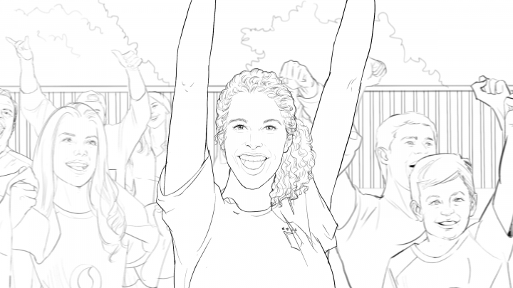 storyboard example created in Tight Pencil Sketches of Crowd Illustrations