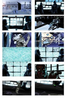 ubisoft storyboard example created in graphic of comic book