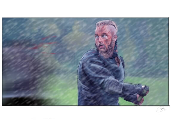 storyboard example created in loose color of cinematic illustrations