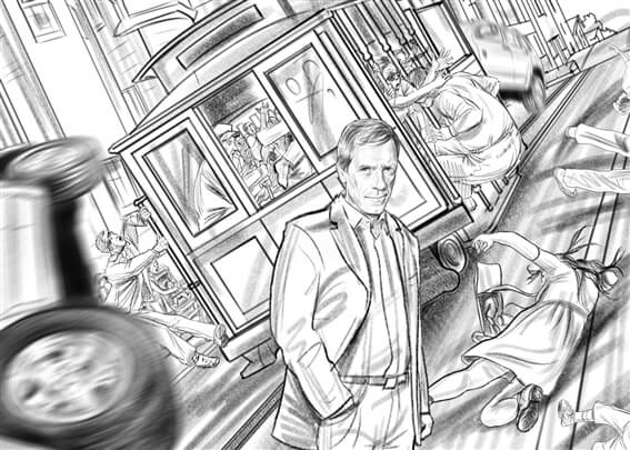 storyboard example created in pencil sketches of cinematic illustrations