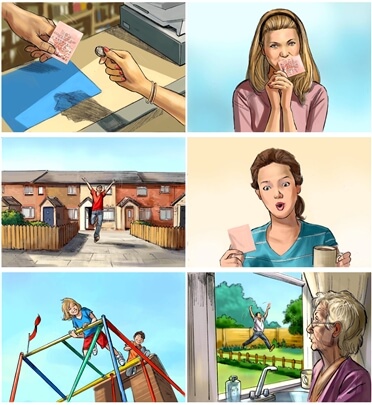 storyboard example created in loose color of expressions
