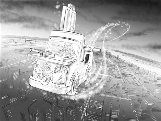 weber shandwick ny storyboard example created in pencil sketches of cinematic illustrations