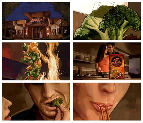 ias storyboard example created in digital painting of food and drink