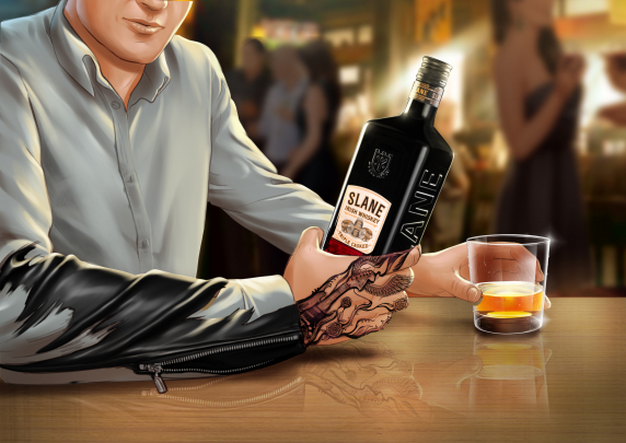 Slane Whisky storyboard example created in Tight Color of Food and Drink Illustrations