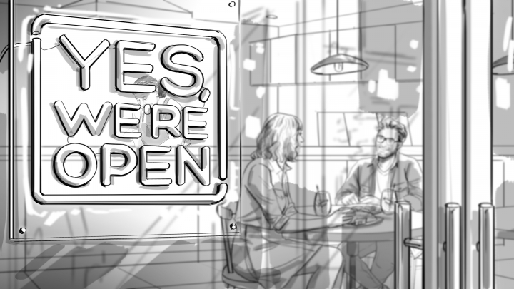 storyboard example created in Tight Pencil Sketches of Lettering Illustrations