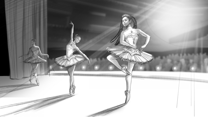 storyboard example created in Tight Pencil Sketches of Women Illustrations