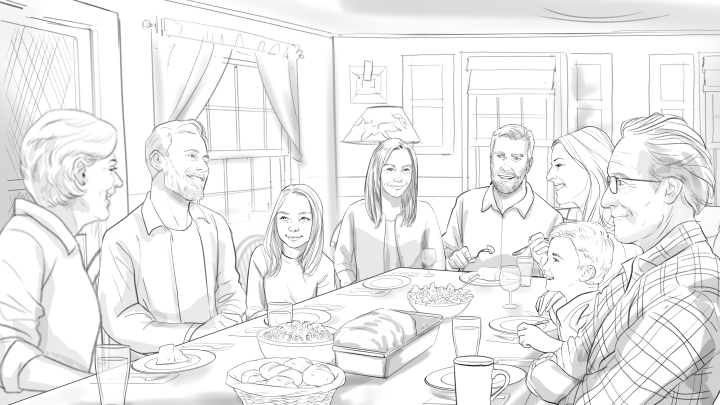 storyboard example created in Tight Pencil Sketches of 